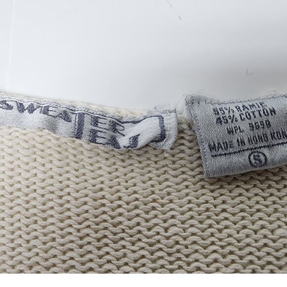 VTG Sweater Teas White Cotton 3/4 Sleeve Blouse Women's Small Lightweight Top - Picture 7 of 7